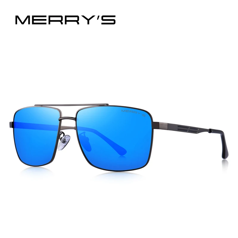 C03 Blue MERRYS, дизайнерские мужские классические прямоугольные солнцезащитные очки, авиационная оправа, HD поляризационные солнцезащитные очки для мужчин, s, для вождения, защита от уф400 лучей, S8280 - Цвет линз: C03 Blue