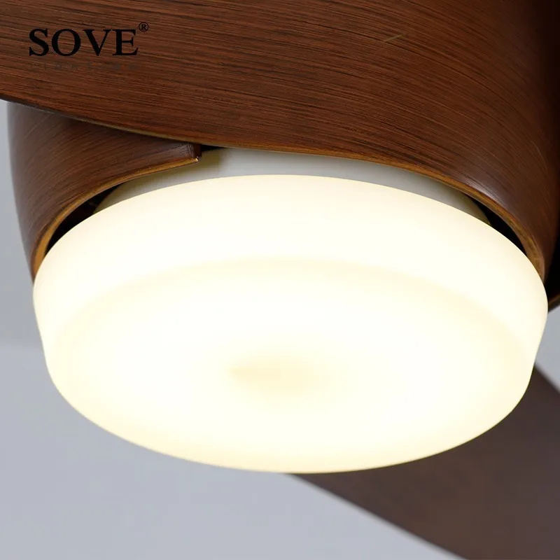 Sove 52 дюйма коричневый цвет LED потолочный вентилятор для дома декор люстра с