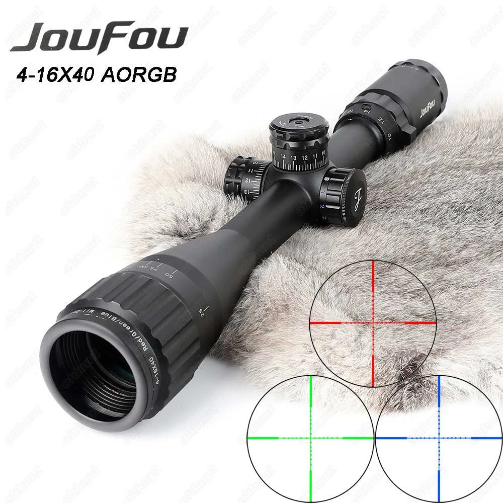 JouFou 4-16X40 AOL Охота прицел RGB подсветкой тактический оптика с многослойным