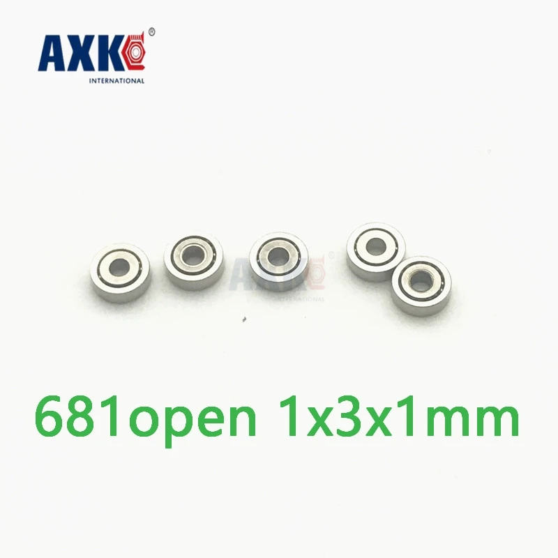 

Axk 10pcs 681 681 Open Deep Groove Ball Bearing 1x3x1mm Miniature Bearing 1*3*1mm Full Complement