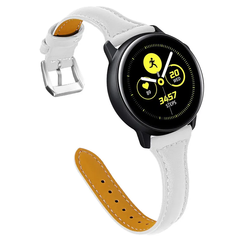 Кожаный ремешок для samsung Galaxy Watch Active/Active 2 Galaxy Watch 42 мм gear Sport 20 мм тонкий ремешок из натуральной кожи
