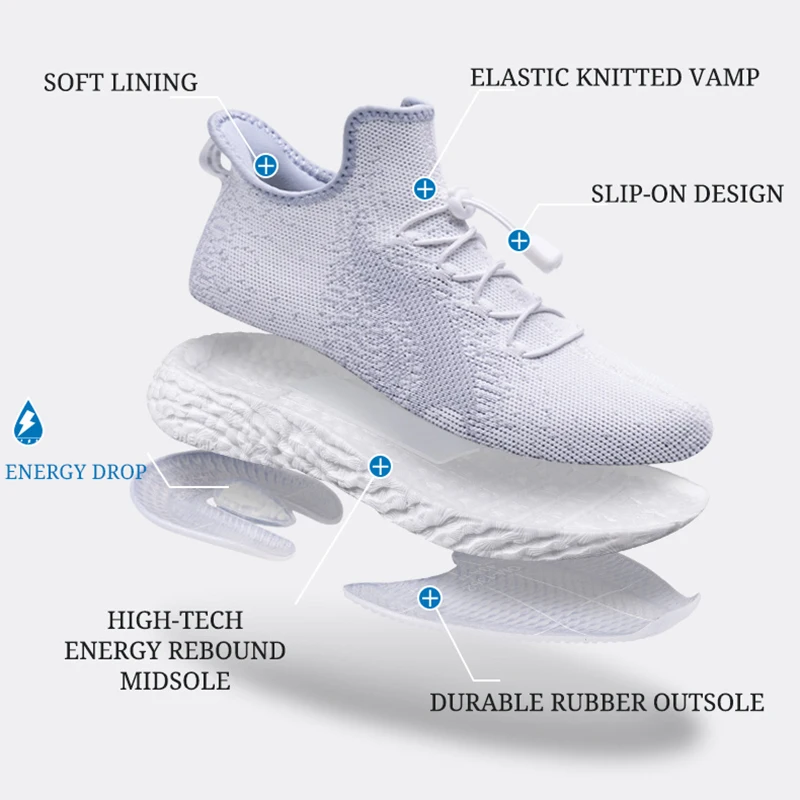 ONEMIX Running Shoes for Men Slip On Sneakers Black And White Jogging Shoe Women Sneaker Stretch Knitting Shoes Walking Sneakers