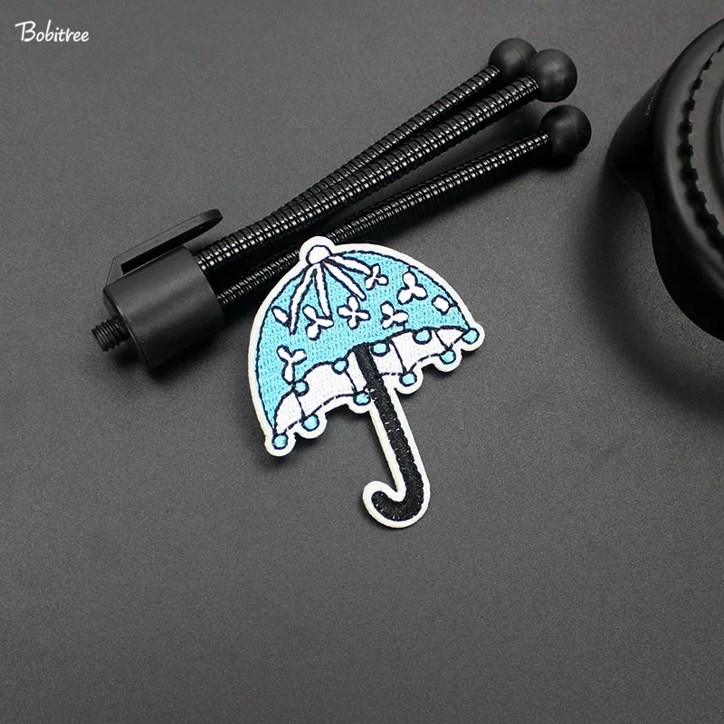 Girls Embroidered Patch Clothes Decoration Iron on Patches Fashion Blue Umbrella Apparel for Jacket Jeans Bagdes | Дом и сад