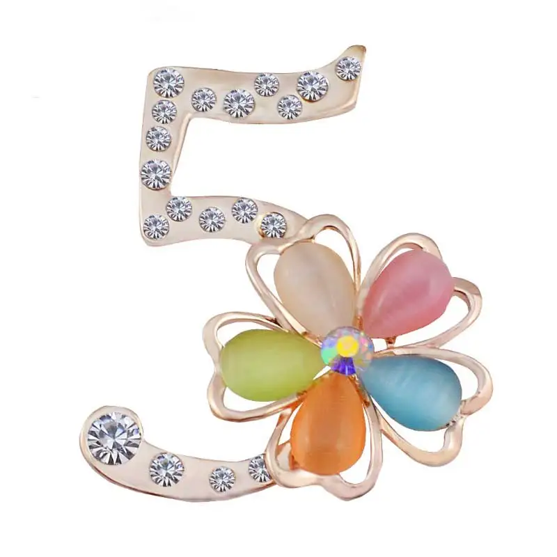 

Brand Pearl Flower Brooches Letter 5 Full Crystal Rhinestone cc Brooch Pins For Women Party Number Brooches