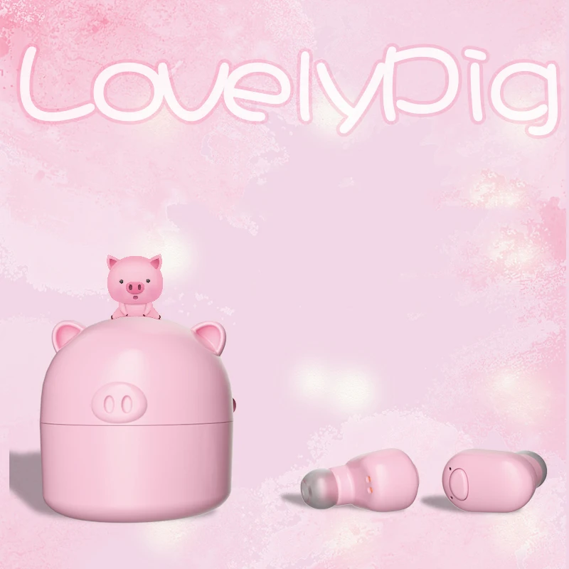 IPhox Lovely Pig Bluetooth наушники с мини беспроводной зарядной коробкой Спортивная bluetooth