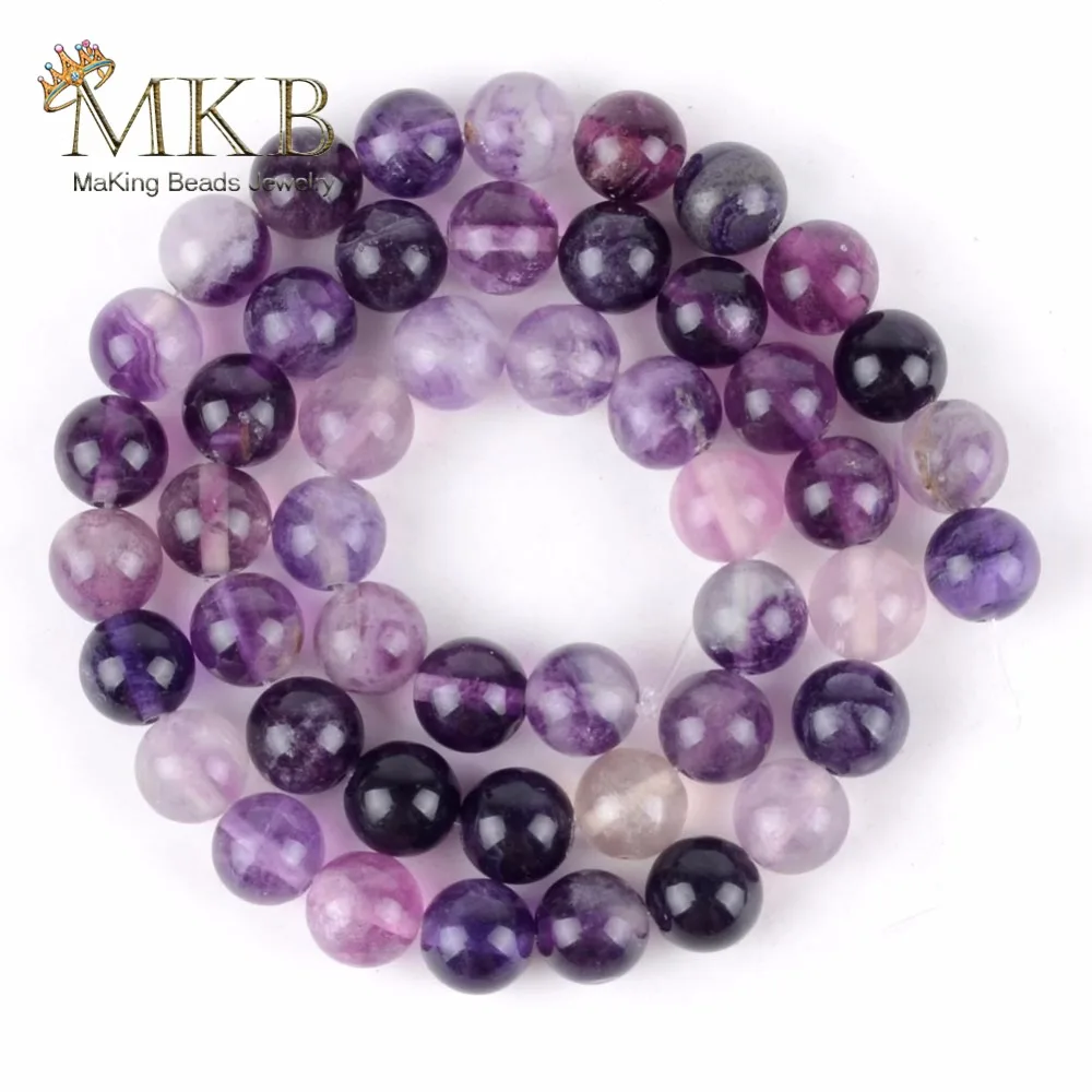 Natural Round Purple Fluorite Stones Loose Beads For Jewelry Making 4 6 8 10mm Gem Diy Bracelet Jewellery Accessories | Украшения и