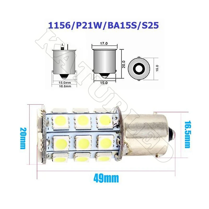 2 шт. S25 1156 BA15S светодиодные лампы для поворота свет фонаря 27 SMD 5050 Замена