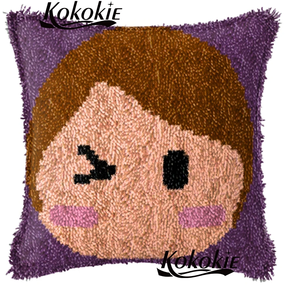 

Handmade embroidery pillow latch hook cartoon cushion diy rug throw pillow Embroidery cross-stitch Needlework Pillowcase