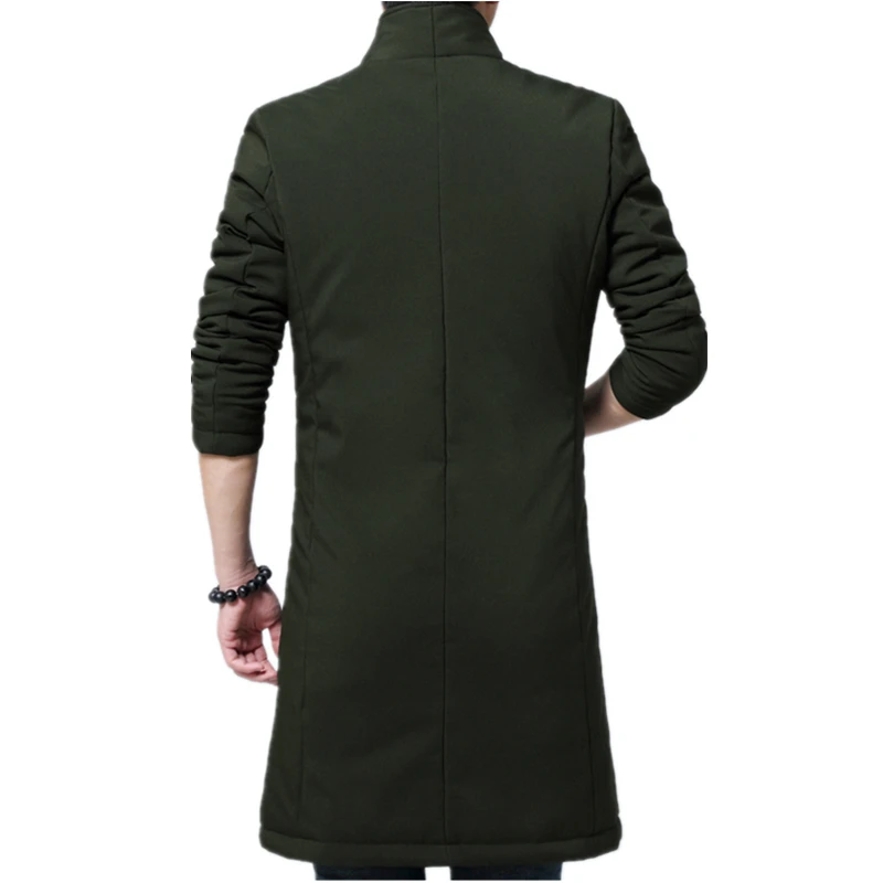 

Winter Mens Long-sleeved Coats Pure Color Single-breasted Jackets Male Chinese Style Jacket Black and Green M - 4XL