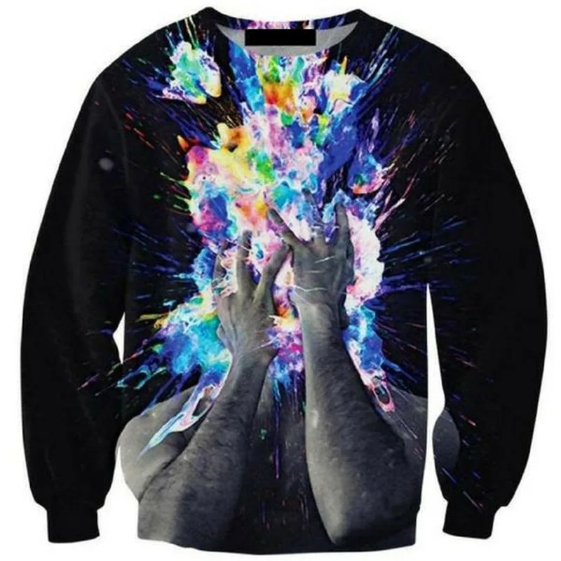 Новинка толстовка SOSHIRL в стиле Харадзюку с объемным принтом космического кота