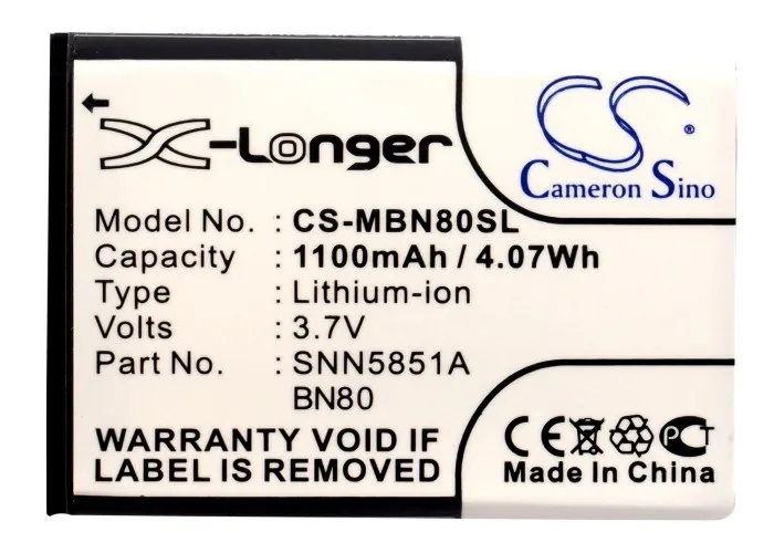 Аккумулятор Cameron Sino 1100 мАч BN70 BN80 для Motorola i886 MB300 ME600 MT710 MT716 MT720 MT810 MT810e MT810lx MT820 XT806