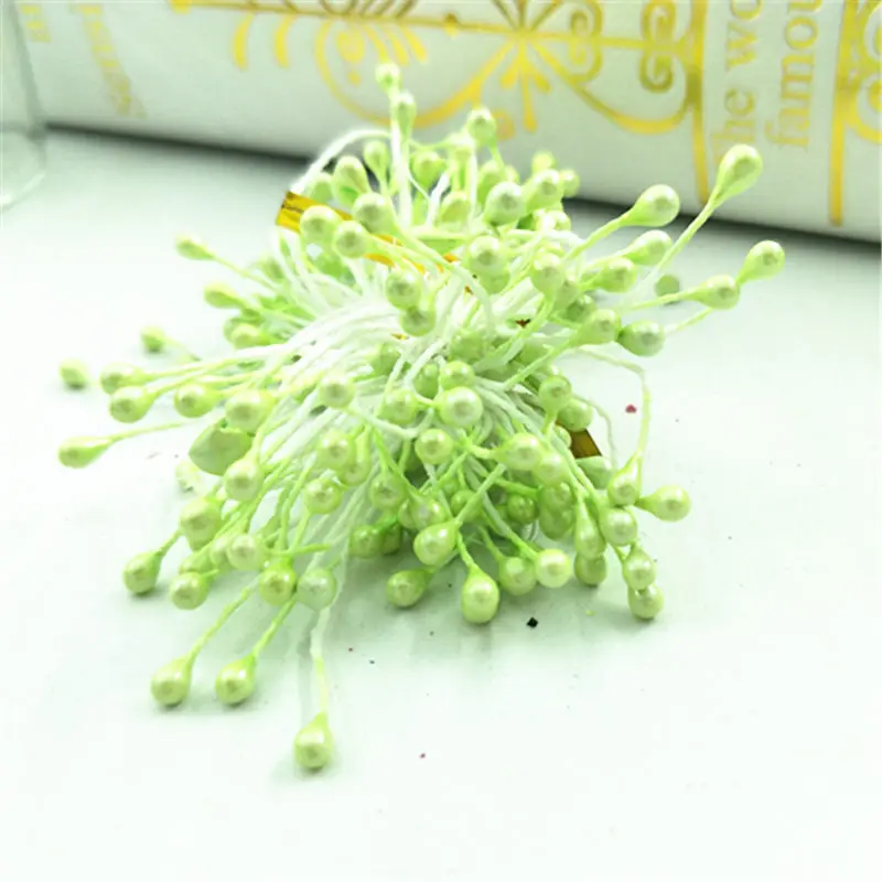 light green 300 шт Мини жемчужная тычинка сахар ручной работы искусственный цветок для свадебного украшения DIY Скрапбукинг декоративный венок искусственный цветок - Цвет: light green