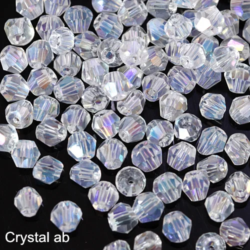 Crystal AB Крутые стеклянные пришитые стразы, бусины-Биконусы, хрустальные пришитые стразы, бусины для украшений из бисера B3475 - Цвет: Crystal AB