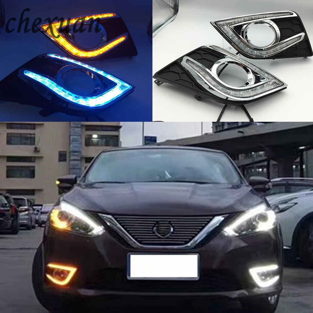 Дневные ходовые огни для Nissan Sentra 2016 2017 2018 2019 1 пара светодиодные противотуманные