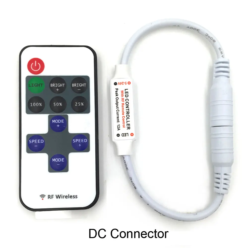 DC Connector Пульт дистанционного управления постоянного тока для светодиодной ленты освещения лампы 12 В 24 в драйвер переключатель RF беспроводной Одноцветный диммер 15 м управляющее расстояние - Цвет: DC Connector