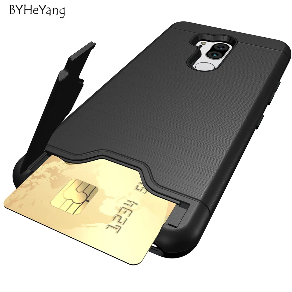 BYHeYang For LG G7 Case for ThinQ Cover Shockproof TPU + PC Brushed Dual Layer Armor Card Slot G710 |