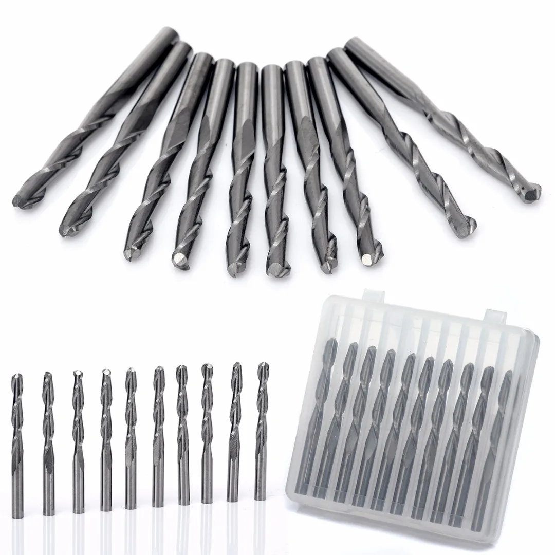 Концевая фреза с 2 канавками и хвостовиком 1/8 дюйма 10 шт.|engraving bits|2 fluteball nose |