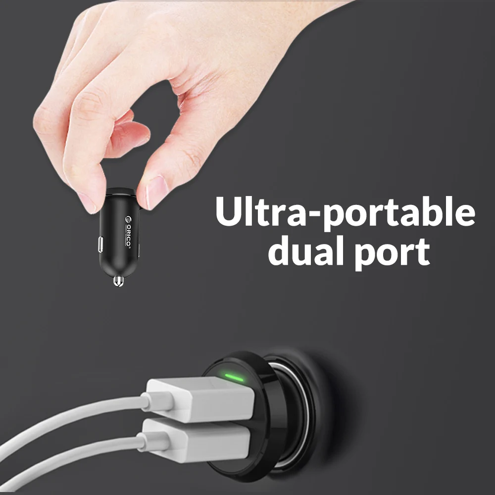 Автомобильное зарядное устройство ORICO Dual USB 2.4A с интеллектуальным выходом 17 Вт
