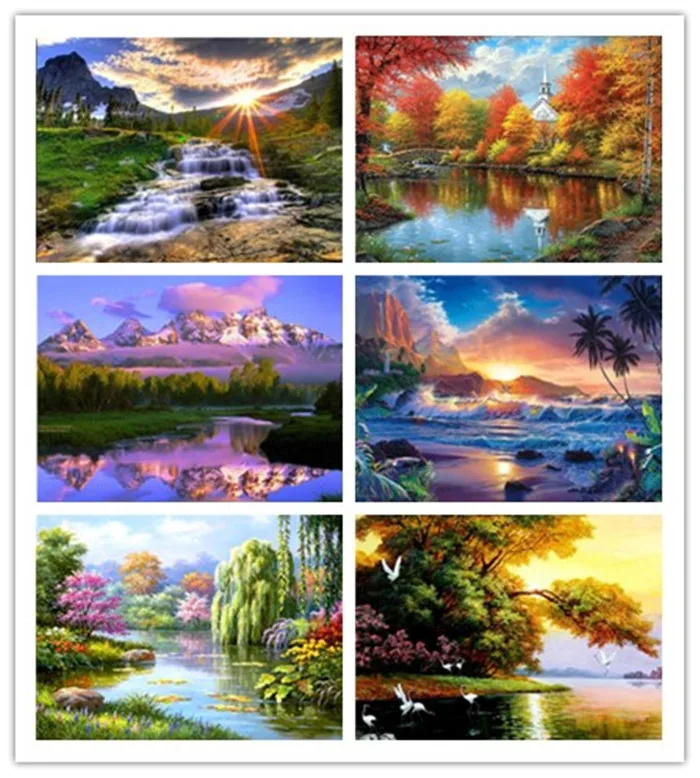 

TOUOILP Diamond Embroidery Landscape Crystal Diamond Painting Full Square Cross Stitch Sale Diamond Mosaic Kit Home Decoration