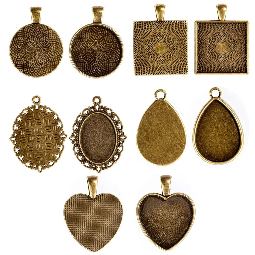 60 шт. 5 стилей подвесок лотки 30 круглые квадратные сердца каплевидные овальные