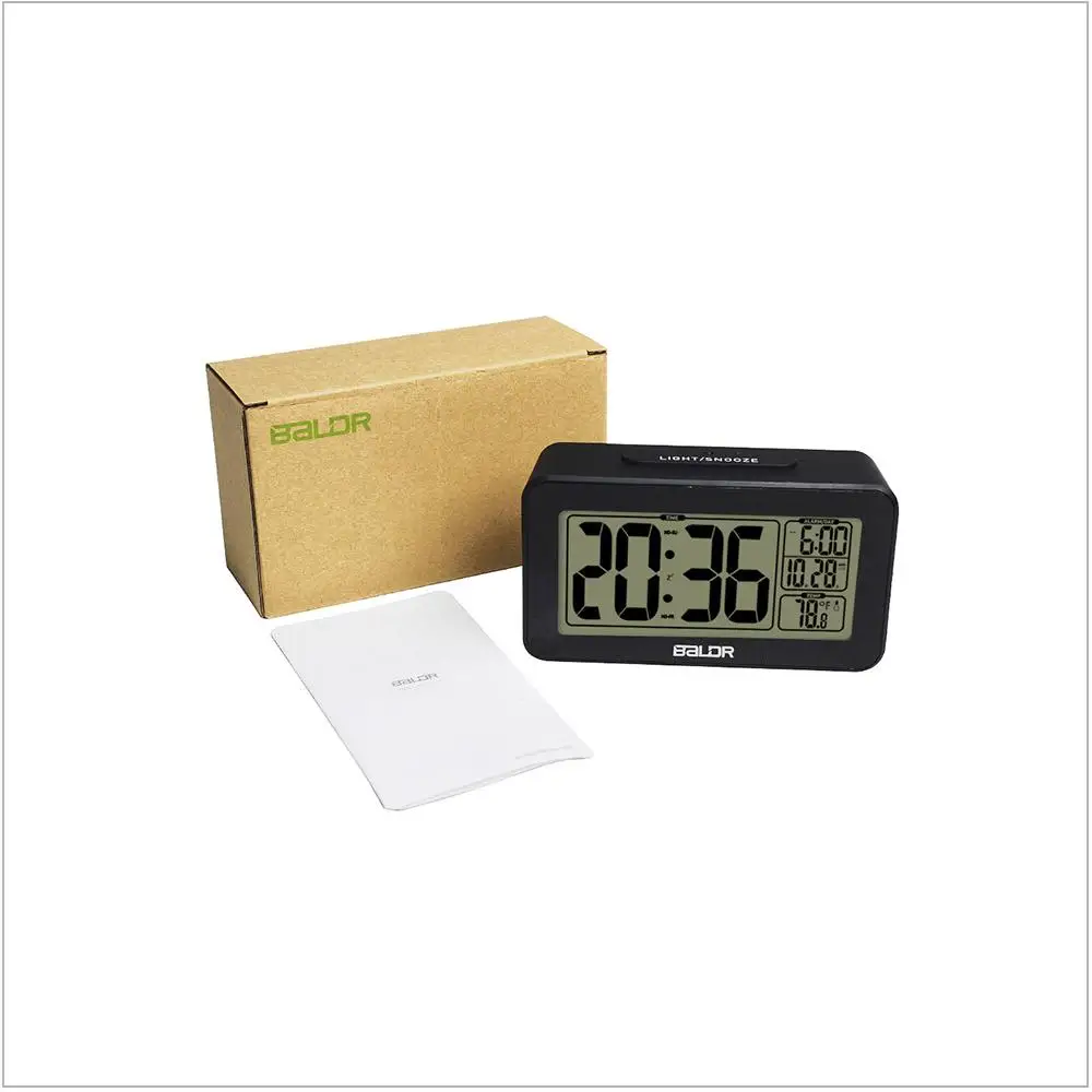 

Baldr Digital Alarm Clock Snooze Electronic Student Clock Large LCD Display Kids Light Sensor Nightlight Office Table Clock
