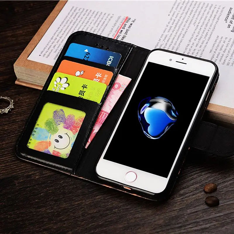 Роскошный чехол для iPhone 7 Plus кошелек из искусственной кожи сумка телефона