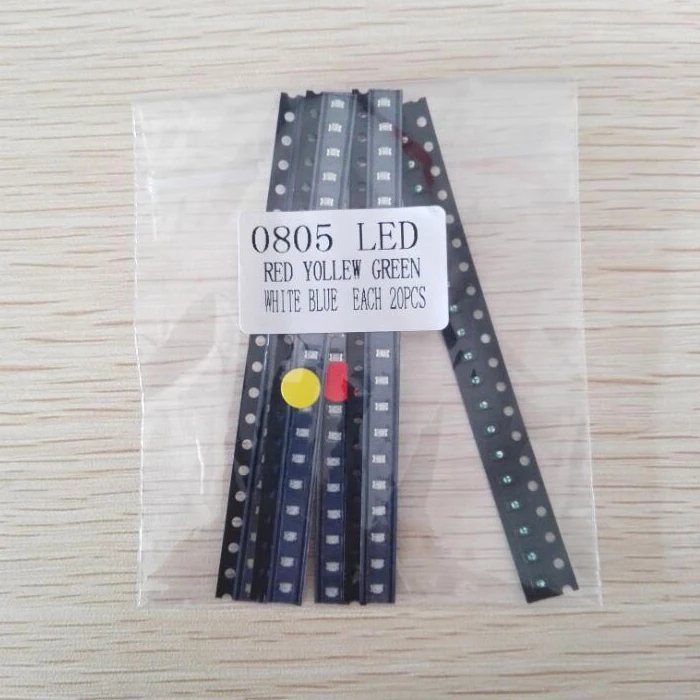 100pcs=5colors x 20pcs 5050 5730 1210 1206 0805 0603 LED Diode Assortment  SMD LED Diode Kit Green/ RED / White / Blue / Yellow