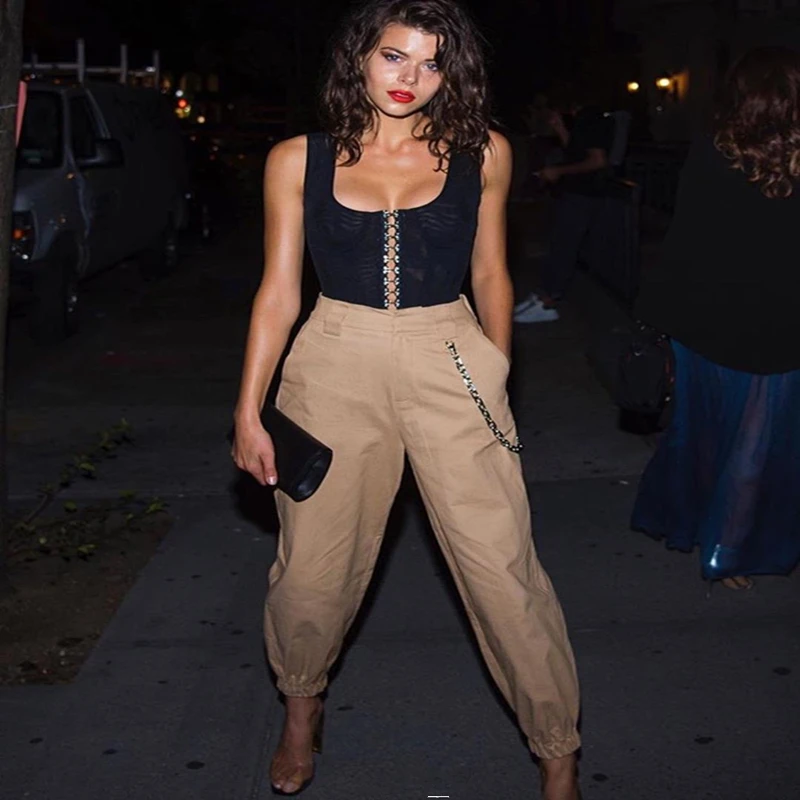 

Chic Cargo Jogger Pants Women Slacks High waist Casual Pants Lady Loose Trousers Pantalon Femme