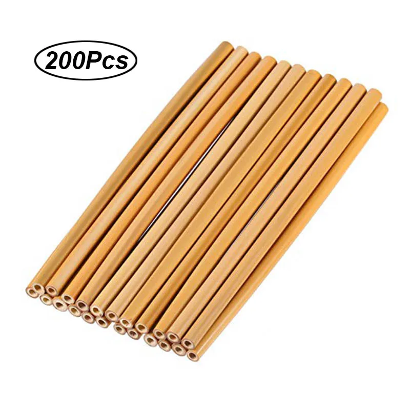 200pcs-Y UNTIOR 50 шт/100 шт бамбуковая солома многоразовая солома Органическая натуральная бамбуковая Питьевая Соломка для бара вечерние аксессуары - Цвет: 200pcs-Y