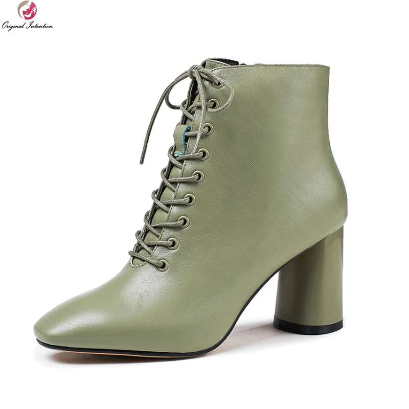 Женские ботинки из натуральной кожи на квадратном каблуке размеры 3 10 5|shoes woman|shoe