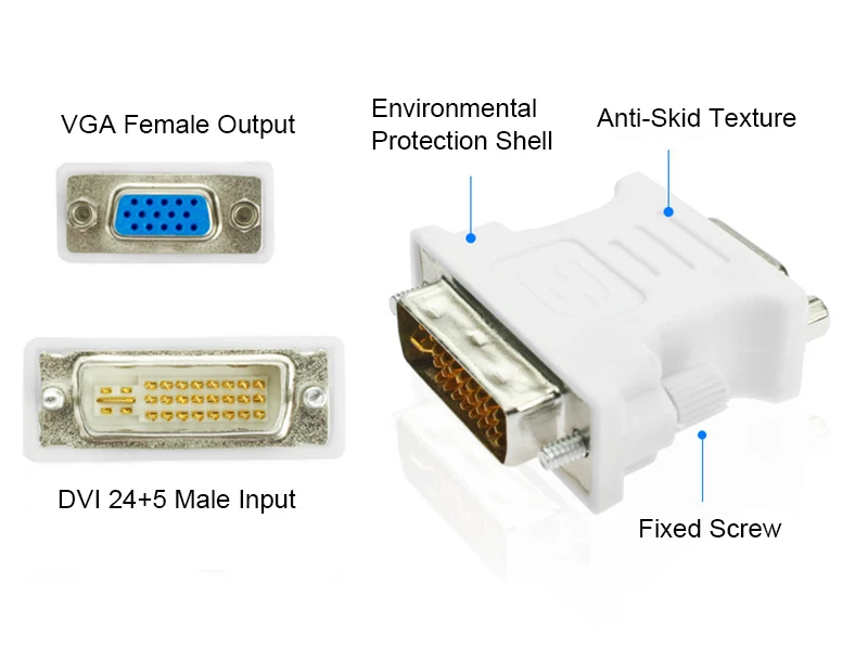 EGRINCY 1080P DVI-I 24+ 5 к VGA адаптер DVI Мужской к VGA Женский конвертер цифровой видео кабель адаптер для ПК, мониторы и ТВ-проектор