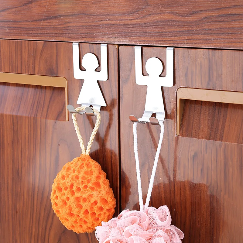 2Pcs Stainless Steel Lovers Shaped Hooks Kitchen Hanger Clothes Storage Rack Tool |
