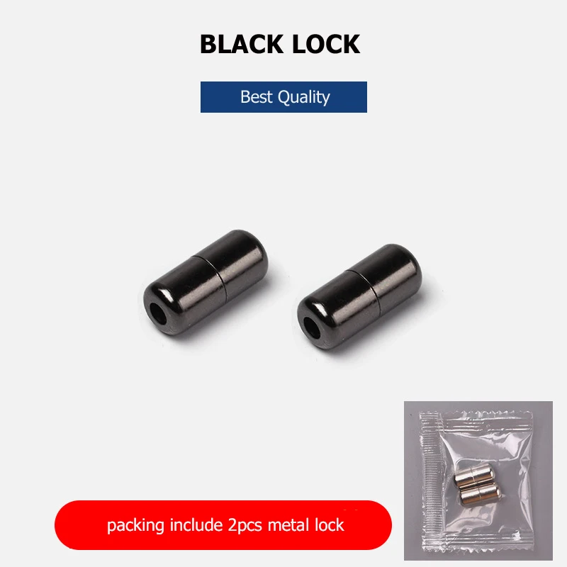 Black metal lock Шнурки без завязок металлические шнурки с эластичным шнурком для обуви система шнурков для кроссовок кроссовки для детей и взрослых - Цвет: Black metal lock