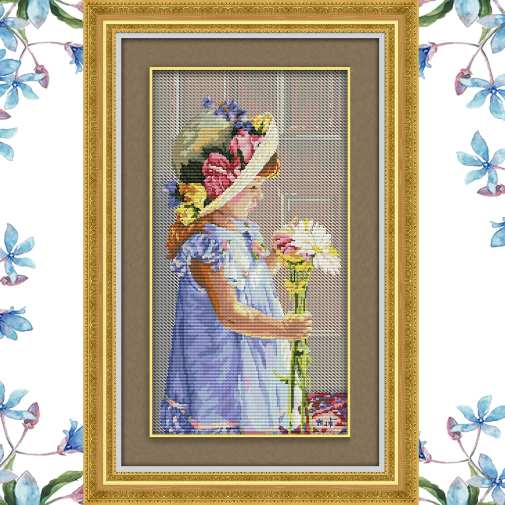 NKF Caresses Chrysanthemum Cross Stitch Painting Embroidery Stamped Kits Diy Needlework Handmade Chinese for Kids | Дом и сад