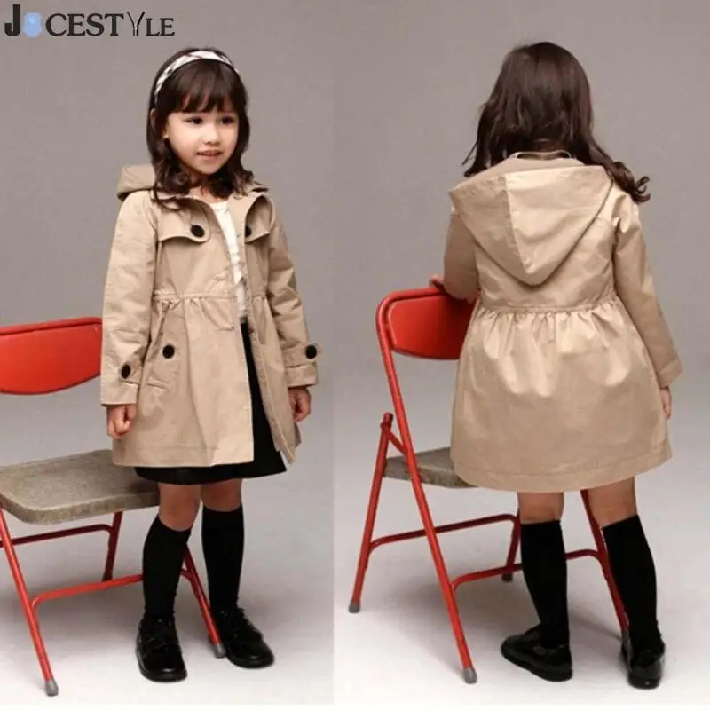 Jocstyle/осенние детские куртки для девочек; однотонная ветровка со съемным капюшоном; плащ; Верхняя одежда; Осенняя модная детская куртка для девочек