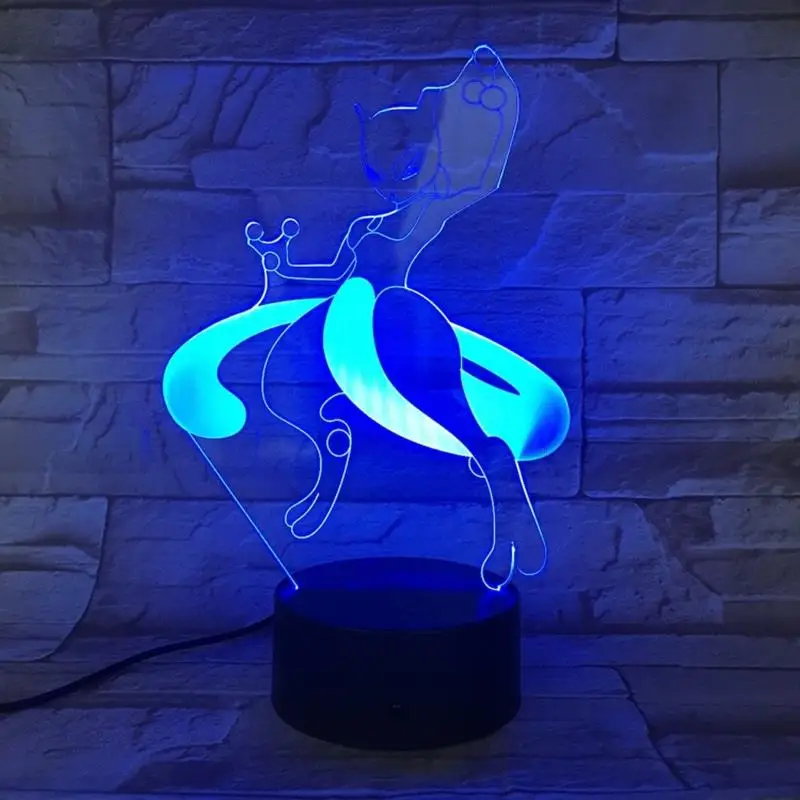 Мультфильм Mewtwo 3D лампа покемон игры фигурки Иллюзия ночной Светильник СВЕТОДИОДНЫЙ многоцветный детский подарок Детские Игрушки Гаджеты стол