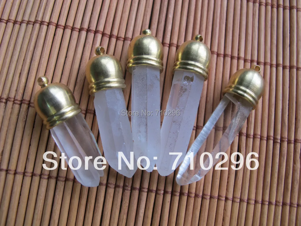 

on sale!!10pcs/lot Natural Clear Quartz Point Pendant Rock crystal gem stone point Penants middle size
