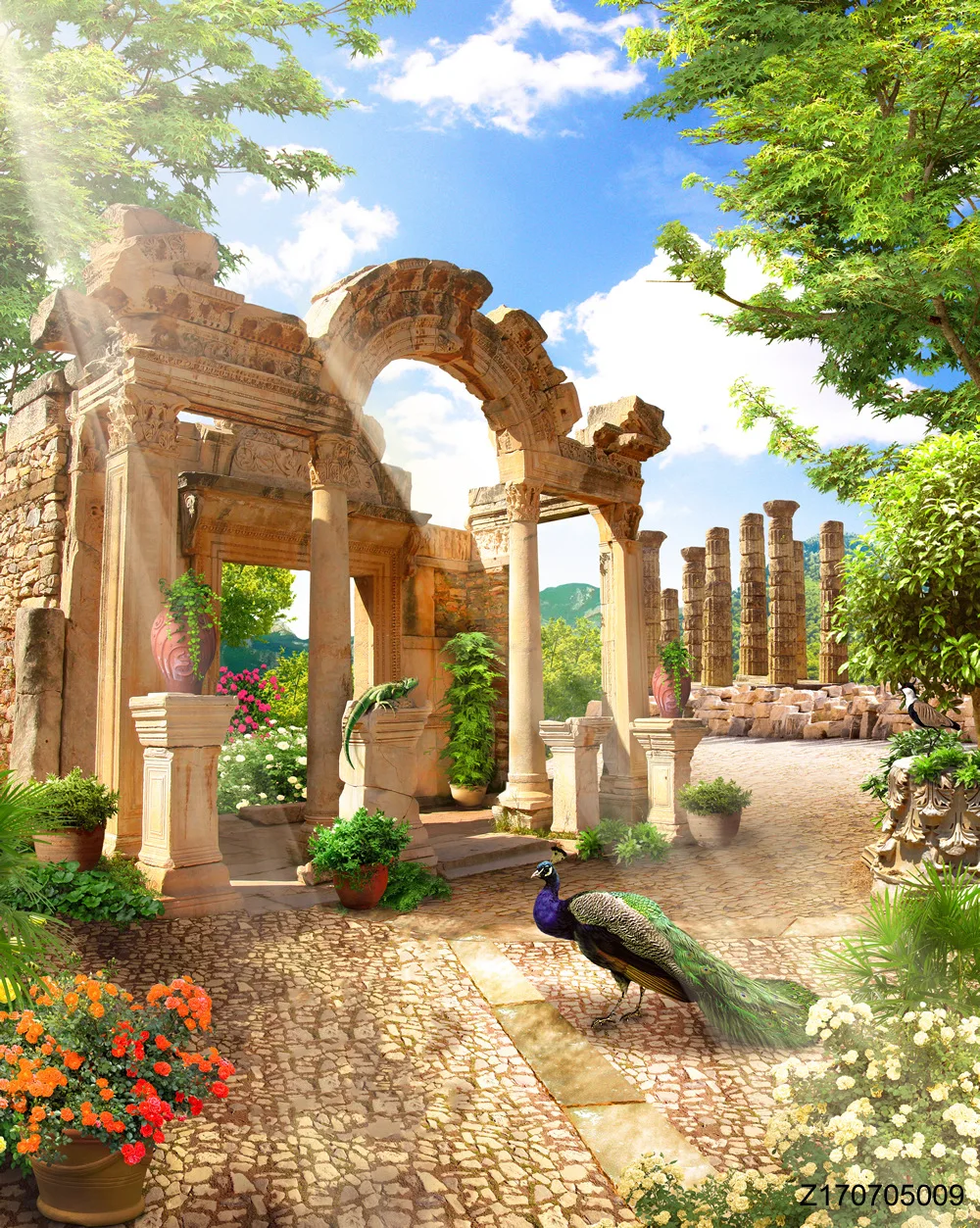 LIFE MAGIC BOX бесшовный немнущийся моющийся Павлин фон город памятники Hd фоны - купить