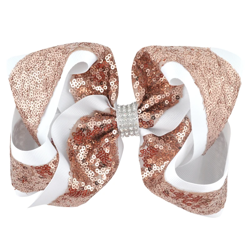 8 дюймов Большая блестка Стразы корсажная лента бант для волос Крокодил Зажимы заколка-бантик для волос Дети Девочки Аксессуары для волос