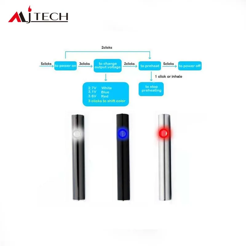 50 шт./лот eSmart разогреть Батарея 380 мАч Vape ручка Электронная Smart нефти pen для 510 масла
