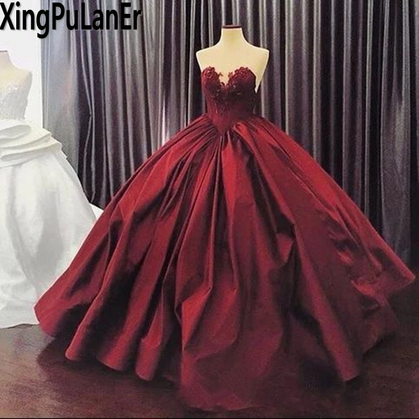 XingPuLanEr Bungundy пышные платья для Quinceanera 2019 Бальное Платье милое конфетное платье
