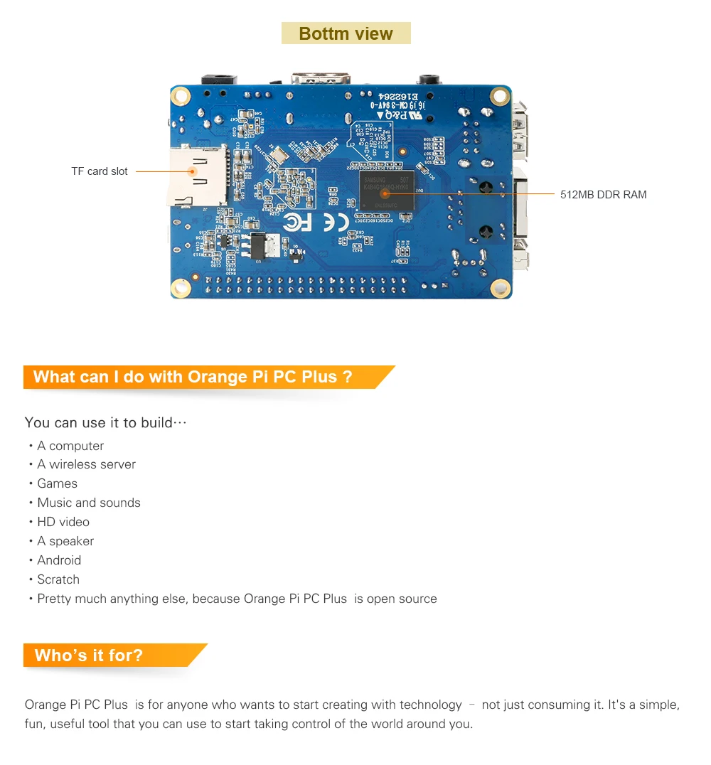 Оранжевый Pi PC Plus поддержка Lubuntu linux и android мини-ПК за Raspberry Pi 2 доступна