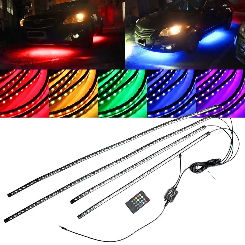 Автомобильная светодиодная лента RGB 5050 SMD 4 шт. декоративные атмосферные лампы под