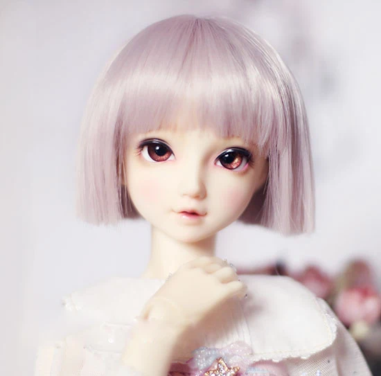 

BJD doll wigs silver pink color High-temperature wire short straight wigs for 1/3 BJD DD SD doll wigs 1 flat