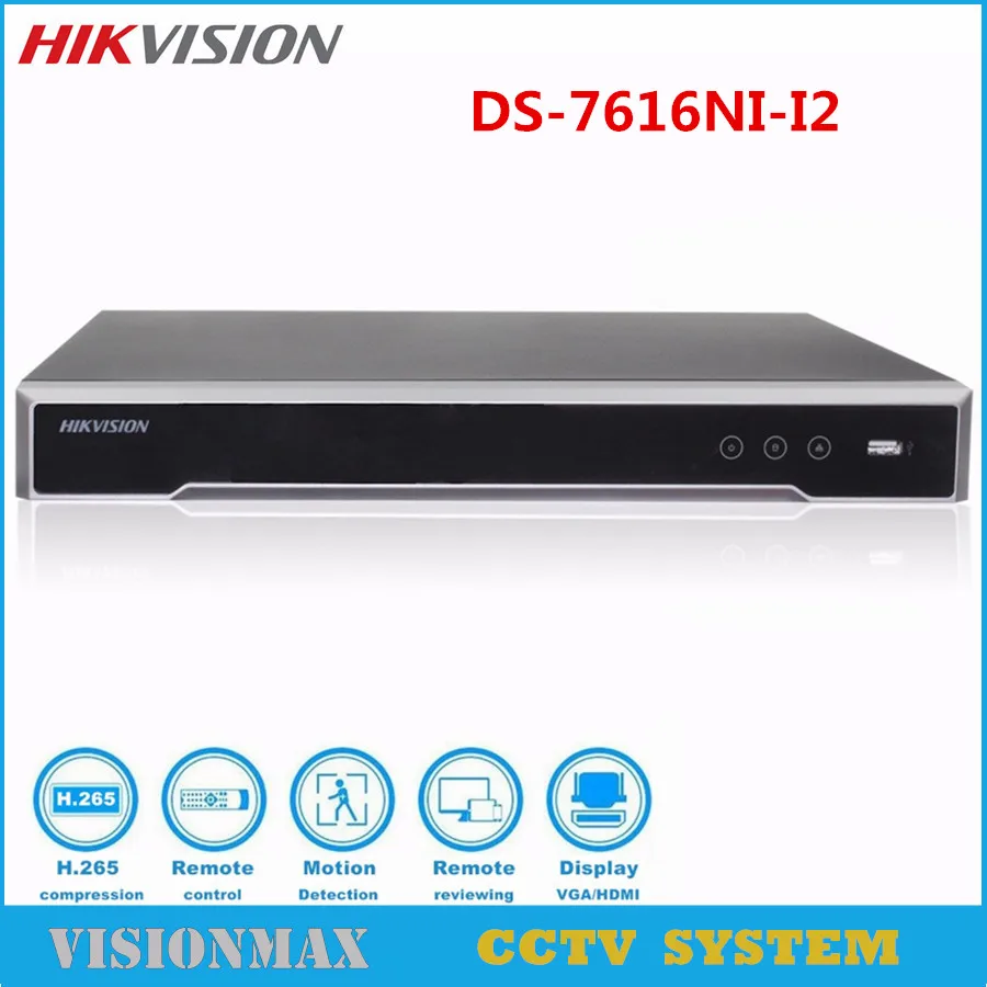 Hikvision ds 7616ni i2 16ch NVR HD H.265 до 12MP Камера 2 SATA ONVIF HDMI VGA воспроизведения видеонаблюдения