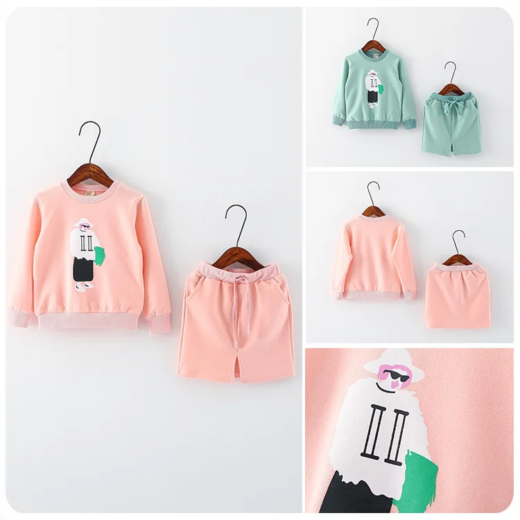 

2016 Spring. Children's Garment Girl Baby Hats Girl Drawstring Sweater Half-body Skirt Suit Girl Spring Clothes 2 Pieces Set