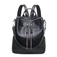 new zipper genuine leather ladies backpack woman bag backpack ladies shoulder bag school bags bolsas mochilas femininas