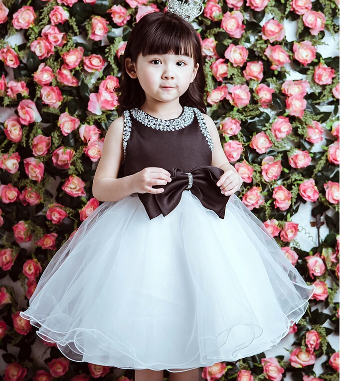 Elegant Summer girl birthday dresses toddler pearl tutu flower for weddings white/black baptism 2-11Y | Детская одежда и обувь