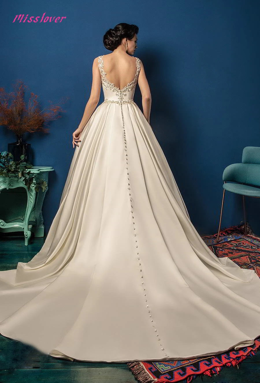 Роскошные Цветы Кружева Vestido De Noiva A-Line невесты свадебное платье Новое пикантное свадебное платье с v-образным вырезом на спине Robe de mariee