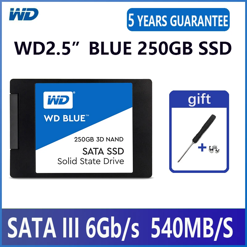 Внутренний твердотельный жесткий диск WD Blue 3D NAND для ПК SSD 250 ГБ SATA 3 0 6 1 5 дюймов 540